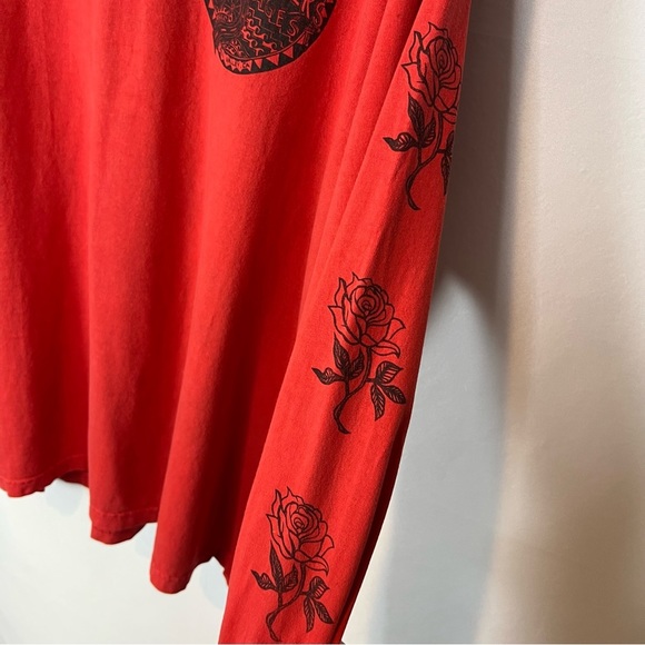 Shredders digest red back print long sleeves shirt L - Picture 8 of 11